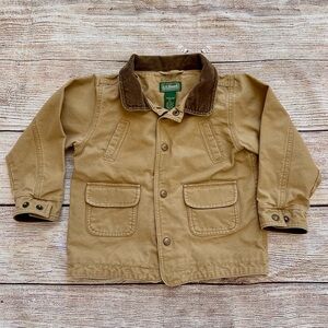 L.L. Bean Tan Khaki Canvas Barn Jacket w. Corduroy Collar Boy’s Sz 4T